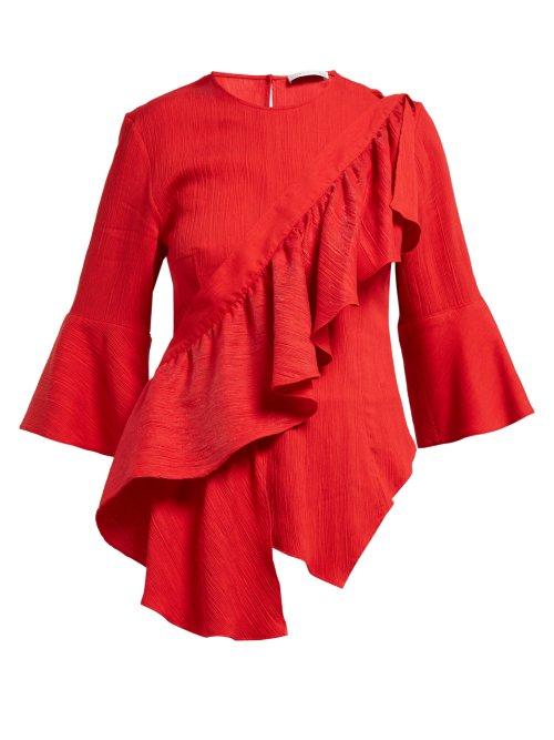 Matchesfashion.com Palmer//harding - Sash Ruffled Pliss Blouse - Womens - Red