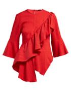 Matchesfashion.com Palmer//harding - Sash Ruffled Pliss Blouse - Womens - Red