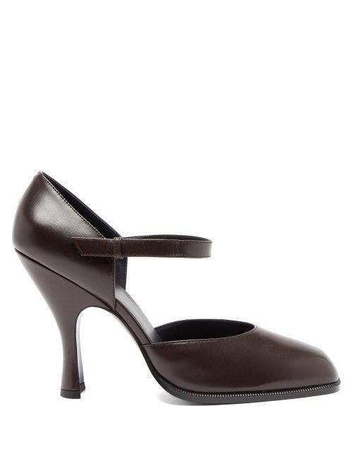 Ladies Shoes The Row - Square-toe Leather Mary Jane Pumps - Womens - Dark Brown