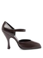 Ladies Shoes The Row - Square-toe Leather Mary Jane Pumps - Womens - Dark Brown