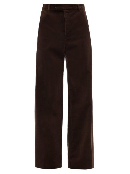73 London - Velvet Wide-leg Trousers - Mens - Brown