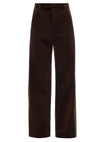 73 London - Velvet Wide-leg Trousers - Mens - Brown