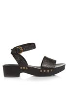 Tomas Maier Floral-embossed Leather Sandals