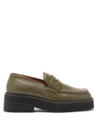 Matchesfashion.com Marni - Chunky Square-toe Leather Loafers - Womens - Green