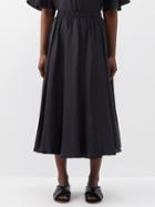 Joseph - Smithfield Pleated Silk-habotai Midi Skirt - Womens - Black