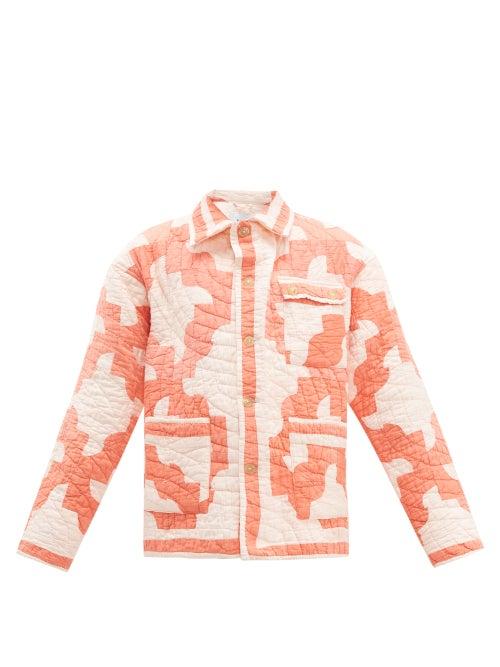 Matchesfashion.com Bode - Patchwork Single Breasted Cotton Jacket - Womens - Orange