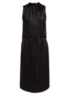 Matchesfashion.com Ann Demeulemeester - Nanette Ruched High Neck Satin Dress - Womens - Black