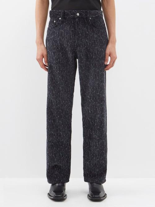 Sunflower - Loose Corduroy Straight-leg Trousers - Mens - Black