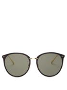 Matchesfashion.com Linda Farrow - Kings Round Acetate & 18kt Gold-plated Sunglasses - Womens - Black Gold