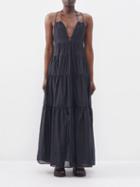 Bird & Knoll - Lolita Plunge-front Cotton-blend Maxi Dress - Womens - Black