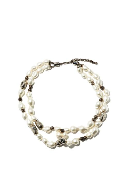Matchesfashion.com Chlo - Crystal And Pearl Necklace - Womens - Pearl