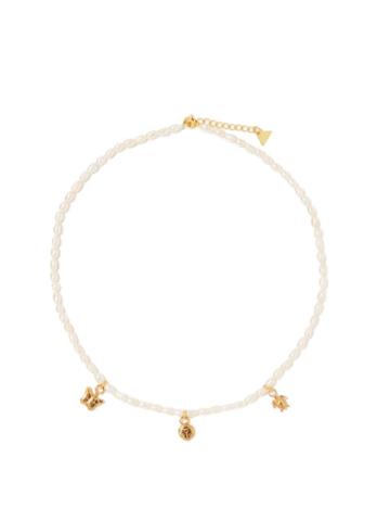 Wilhelmina Garcia - Three Charm Pearl & 18kt Gold-plated Necklace - Womens - Pearl