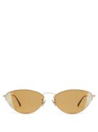 Matchesfashion.com Bottega Veneta - Oval Frame Metal Sunglasses - Womens - Gold