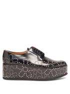 Matchesfashion.com Noir Kei Ninomiya - Flower-studded Leather Platform Derby Shoes - Womens - Black