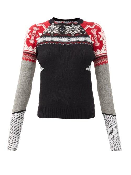 Matchesfashion.com Marine Serre - Upcycled Panelled Wool-jacquard Sweater - Womens - Grey