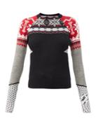 Matchesfashion.com Marine Serre - Upcycled Panelled Wool-jacquard Sweater - Womens - Grey