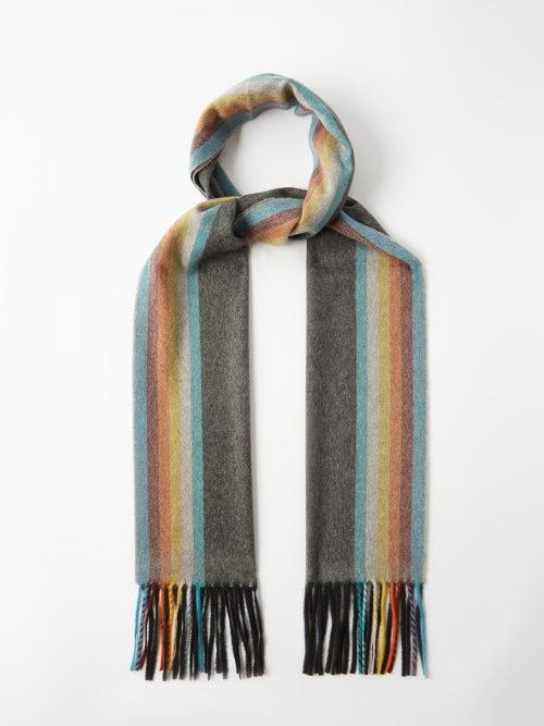 Paul Smith - Bright Stripe Cashmere Scarf - Mens - Grey Multi