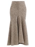 Matchesfashion.com Petar Petrov - Ronly Fluted-hem Wool-blend Tweed Midi Skirt - Womens - Brown