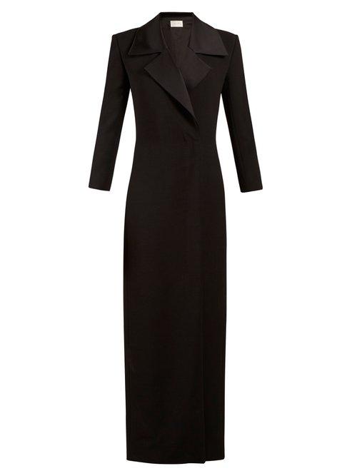 Matchesfashion.com The Row - Addy Satin Lapel Wool Blend Coat - Womens - Black