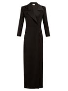 Matchesfashion.com The Row - Addy Satin Lapel Wool Blend Coat - Womens - Black