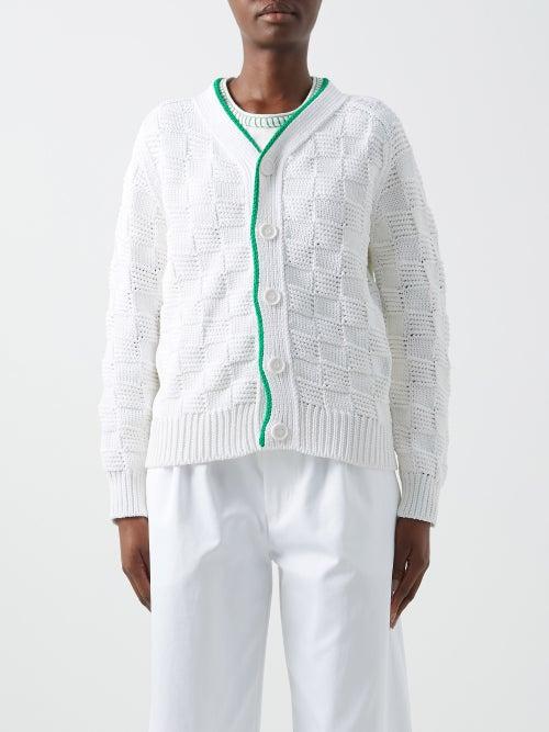 Bottega Veneta - Intrecciato-effect Basket-stitch Cardigan - Womens - White