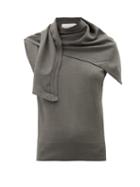 Matchesfashion.com Lemaire - Scarf-neck Wool-blend Sleeveless Sweater - Womens - Dark Grey