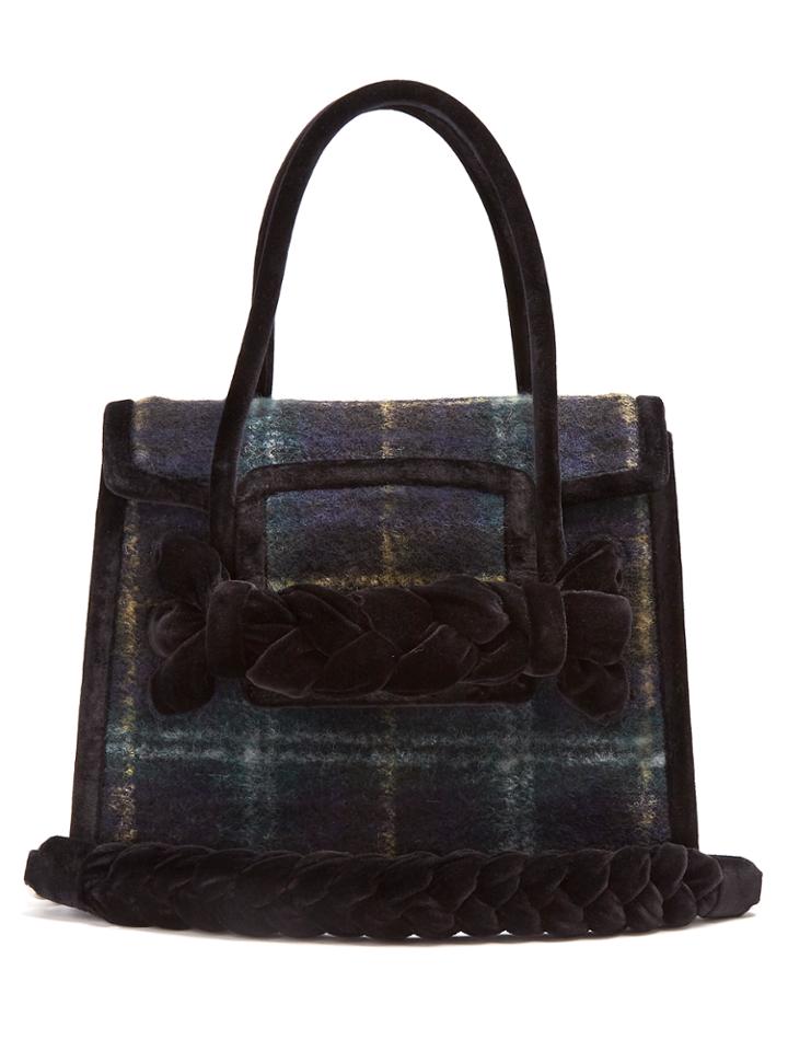 Miu Miu Braid-embellished Velvet-trim Checked Bag