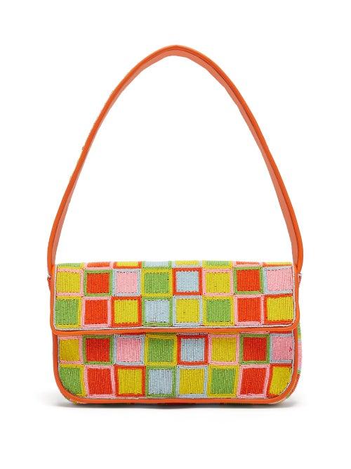 Matchesfashion.com Staud - Tommy Geometric-print Beaded Shoulder Bag - Womens - Multi