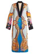 Matchesfashion.com Etro - Jasper Paisley And Floral Print Crepe Coat - Womens - Blue Multi