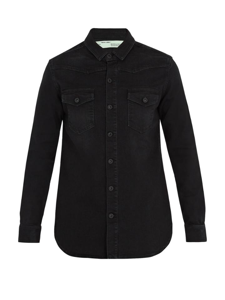 Off-white Checkered-motif Denim Shirt