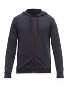 Mens Basics Paul Smith - Stripe-zip Cotton-jersey Hooded Sweatshirt - Mens - Navy