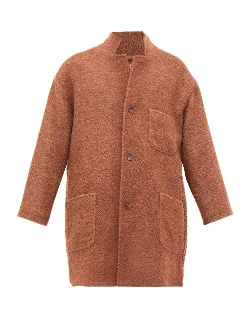 Matchesfashion.com Bless - Knitted Back Wool Boucl Coat - Mens - Brown