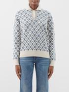 Giuliva Heritage - The Astrid Geometric-intarsia Wool-blend Sweater - Womens - Navy White