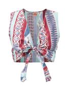Matchesfashion.com Le Sirenuse, Positano - Sonia Arlecchino-print Cotton-poplin Top - Womens - Blue Print