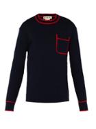 Matchesfashion.com Marni - Patch Pocket Cotton Blend Sweater - Mens - Navy