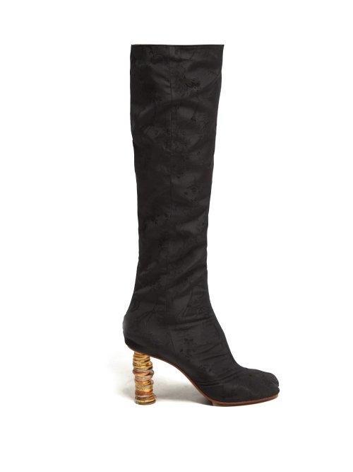 Matchesfashion.com Vetements - Geisha Split Toe Coin Heel Jacquard Boots - Womens - Black