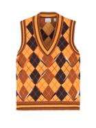 Matchesfashion.com Burberry - Mackenzie Sleeveless Argyle Wool-blend Sweater - Womens - Orange Multi