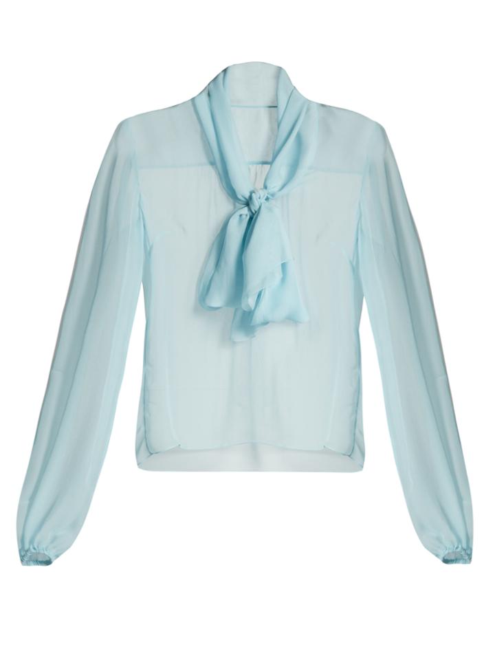 Dolce & Gabbana Tie-neck Semi-sheer Chiffon Blouse
