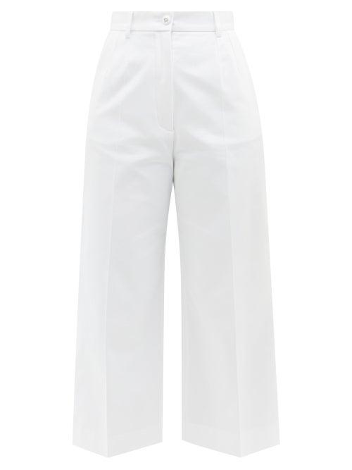 Dolce & Gabbana - Cropped Cotton-blend Gabardine Trousers - Womens - White