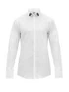 Matchesfashion.com Dolce & Gabbana - Crown Appliqu Cotton Blend Shirt - Mens - White