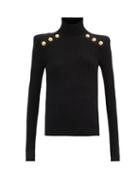 Matchesfashion.com Balmain - Padded-shoulder Roll-neck Sweater - Womens - Black