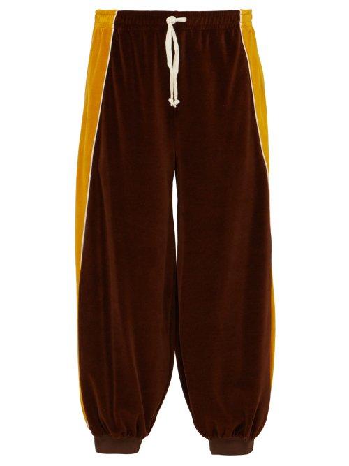 Matchesfashion.com Gucci - Logo Velvet Track Pants - Mens - Brown Multi
