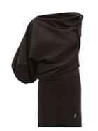 Matchesfashion.com The Attico - Draped One-shoulder Cotton-jersey Mini Dress - Womens - Black
