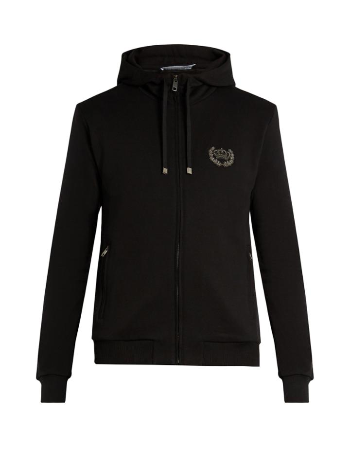 Dolce & Gabbana Badge-appliqu Cotton-jersey Hooded Sweatshirt