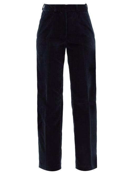 Matchesfashion.com Officine Gnrale - New Celeste Cotton-velvet Straight-leg Trousers - Womens - Navy