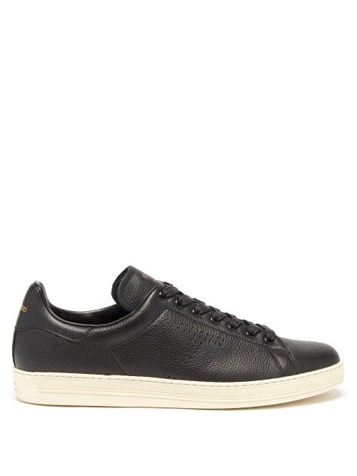 Mens Shoes Tom Ford - Warwick Grained-leather Trainers - Mens - Black White