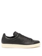 Mens Shoes Tom Ford - Warwick Grained-leather Trainers - Mens - Black White