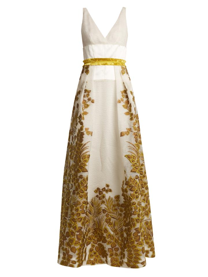 Amanda Wakeley V-neck Leaf-cloqu Gown