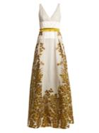 Amanda Wakeley V-neck Leaf-cloqu Gown