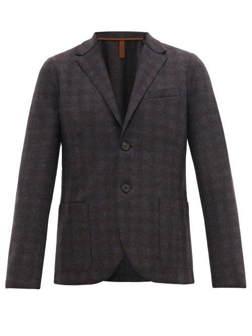 Matchesfashion.com Harris Wharf London - Check Two Button Wool Flannel Blazer - Mens - Brown Multi